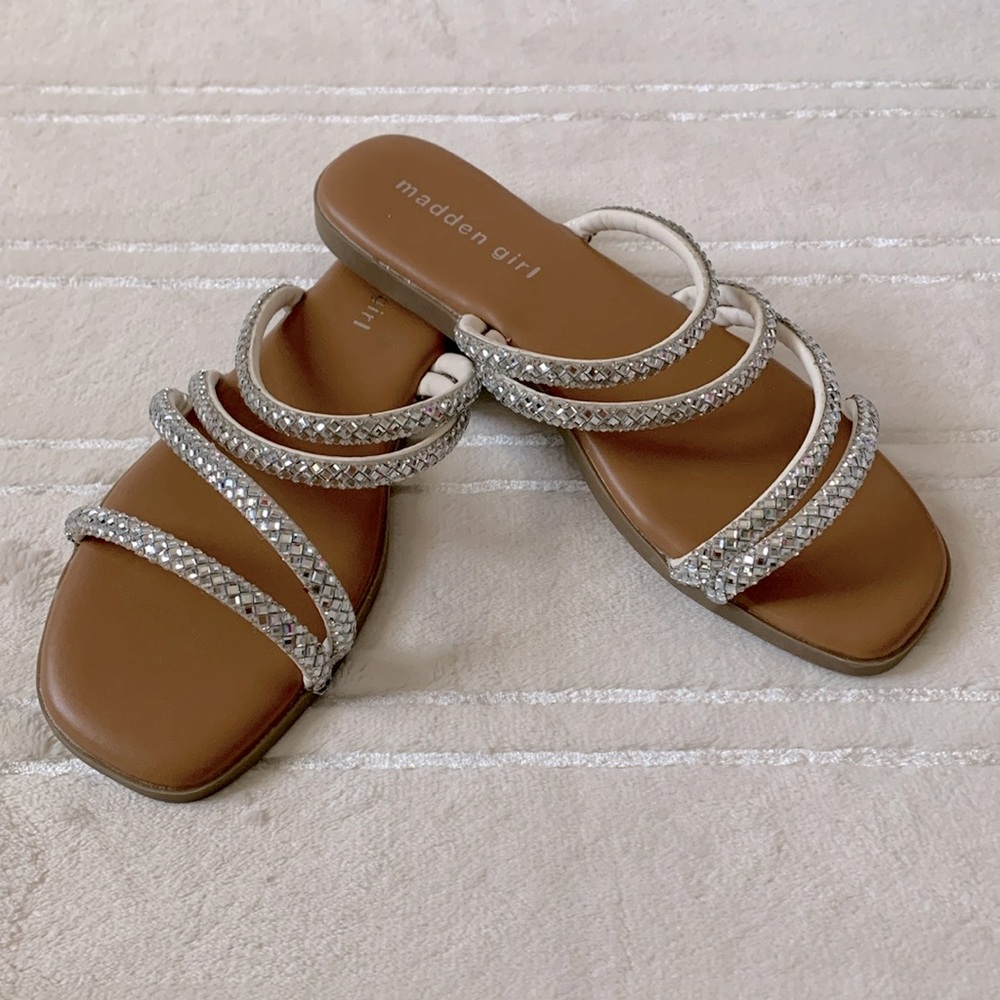 Madden Girl Crystal Straps Sandals Slides